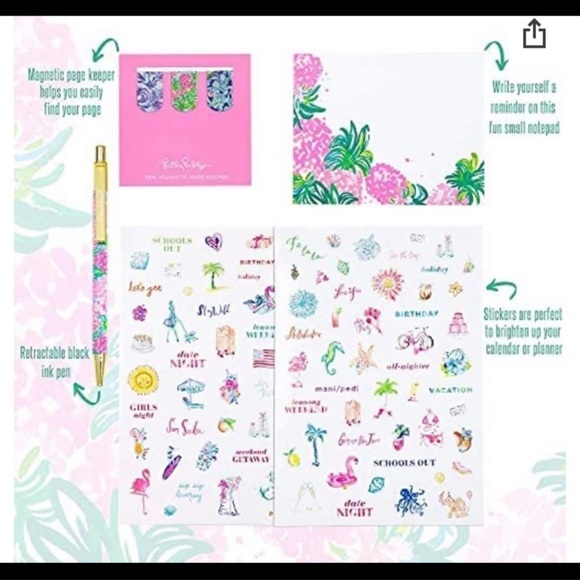 LILLY PULITZER Pencil Case with Planner Accessories, Agenda Pack - Picture 4 of 5